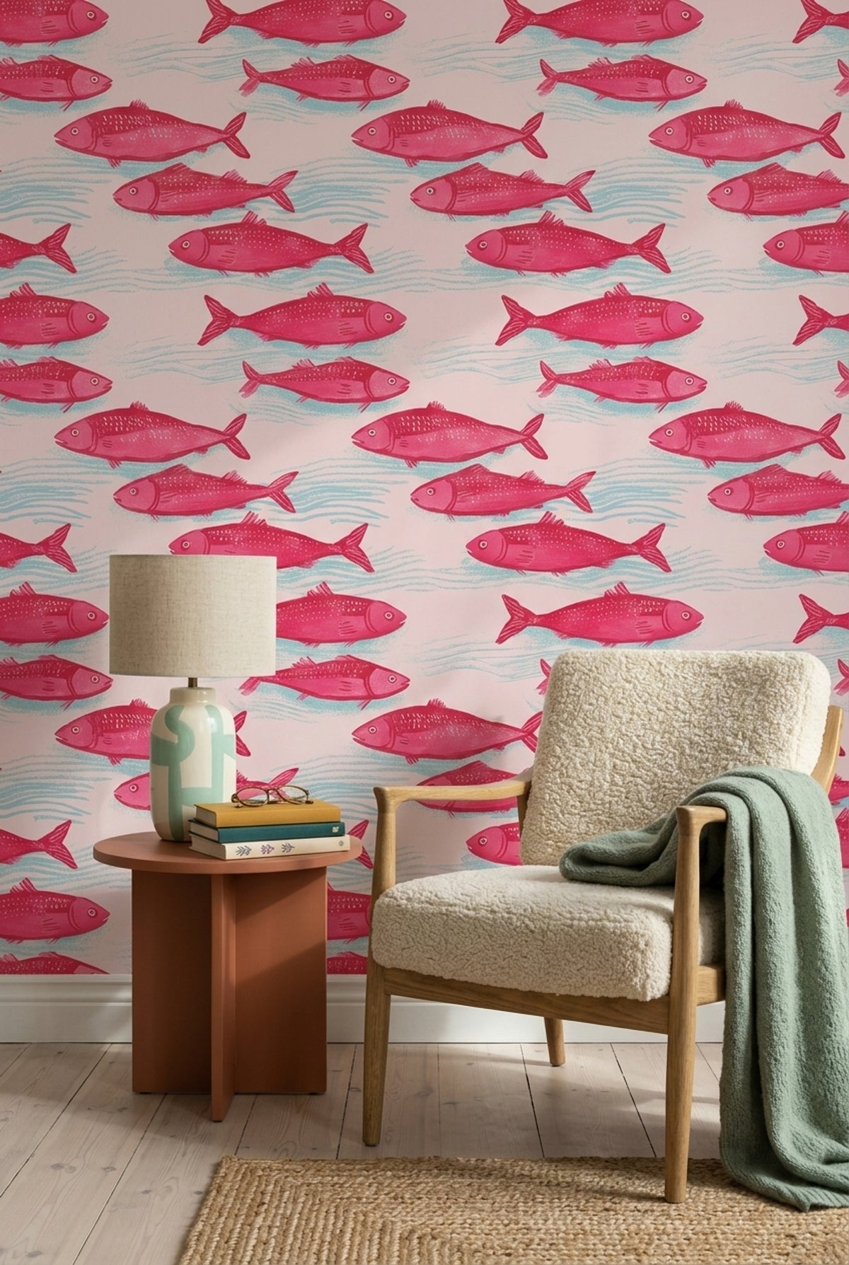 Fish Wallpaper Coastal Removable Aqua Water Wall Double Roll