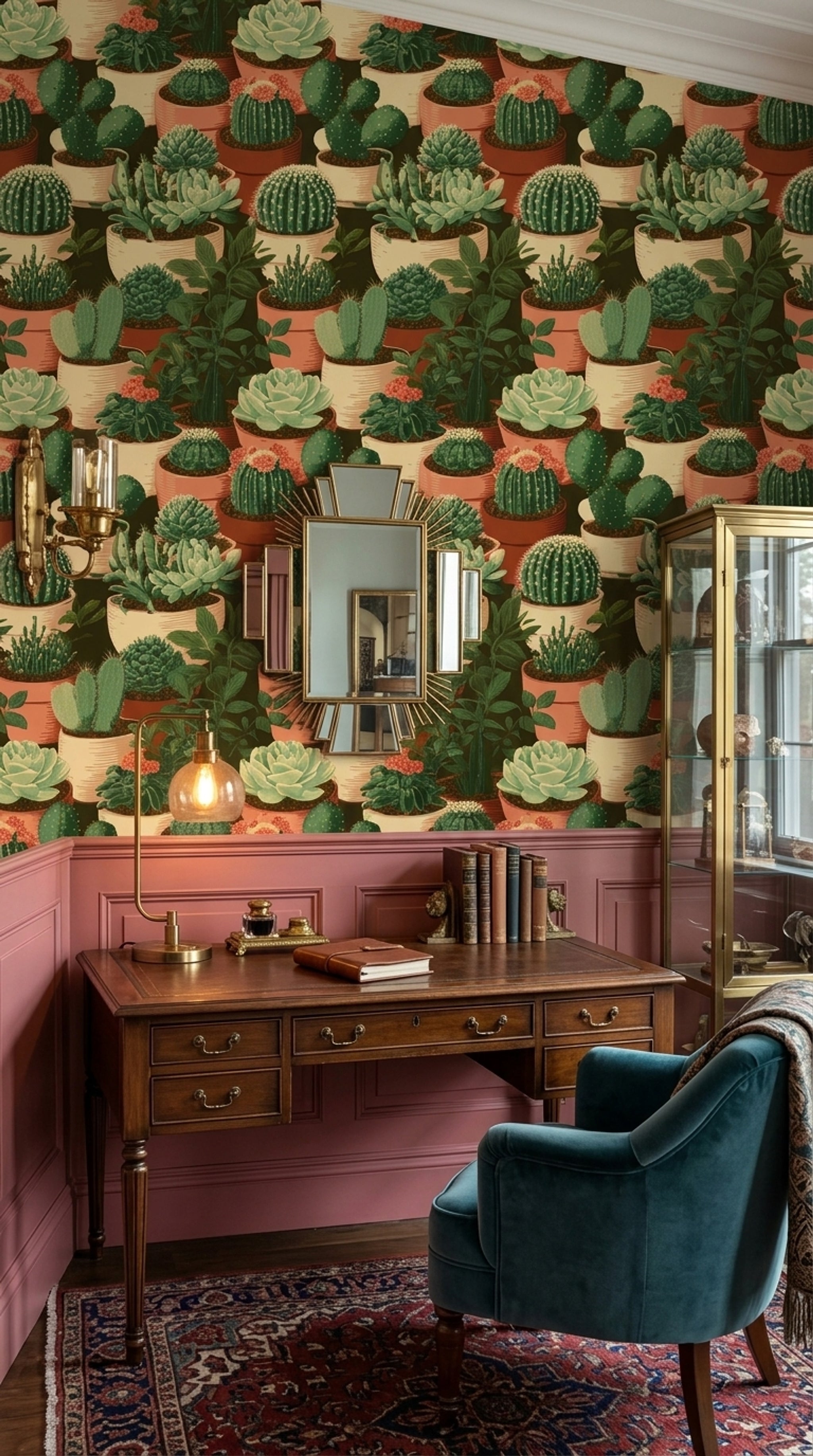 Cactus Wallpaper Succulent Potted Plants Removable Wall Decor