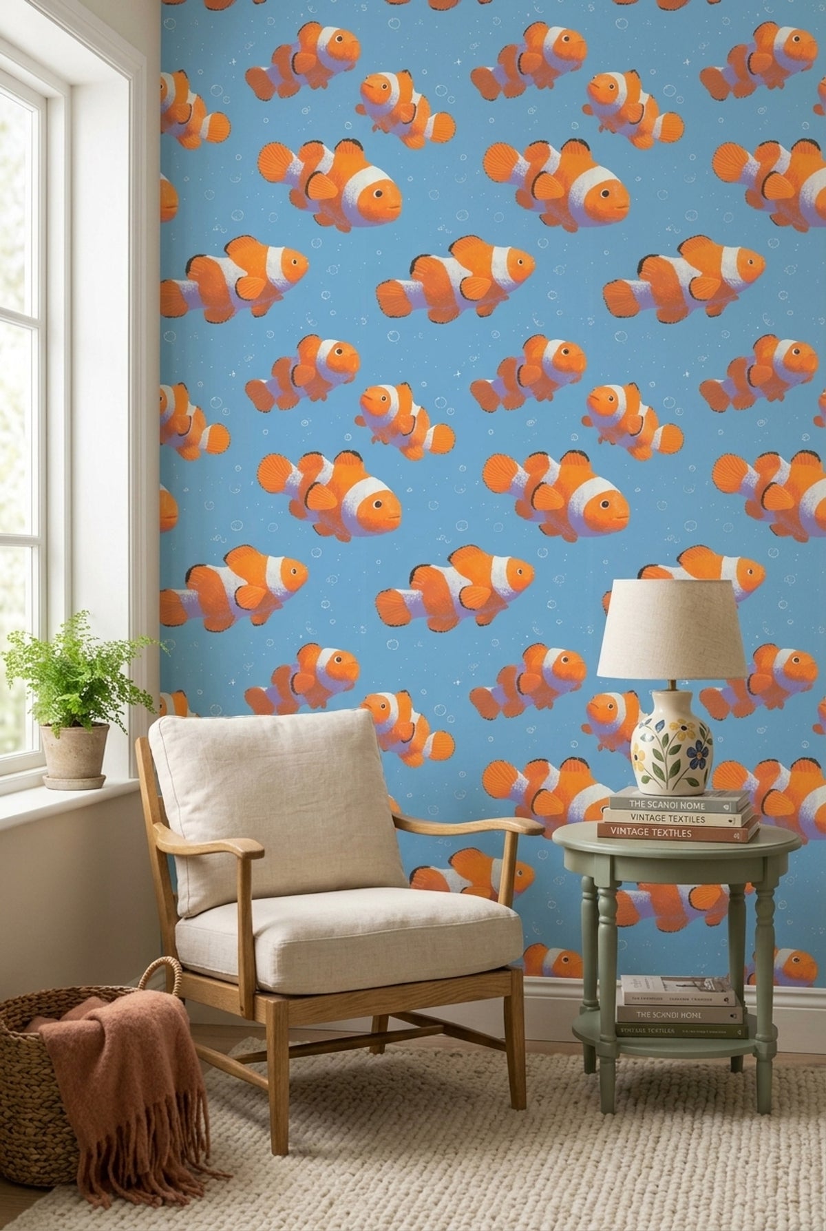 Clownfish Wallpaper Underwater Ocean Removable Wall Decor