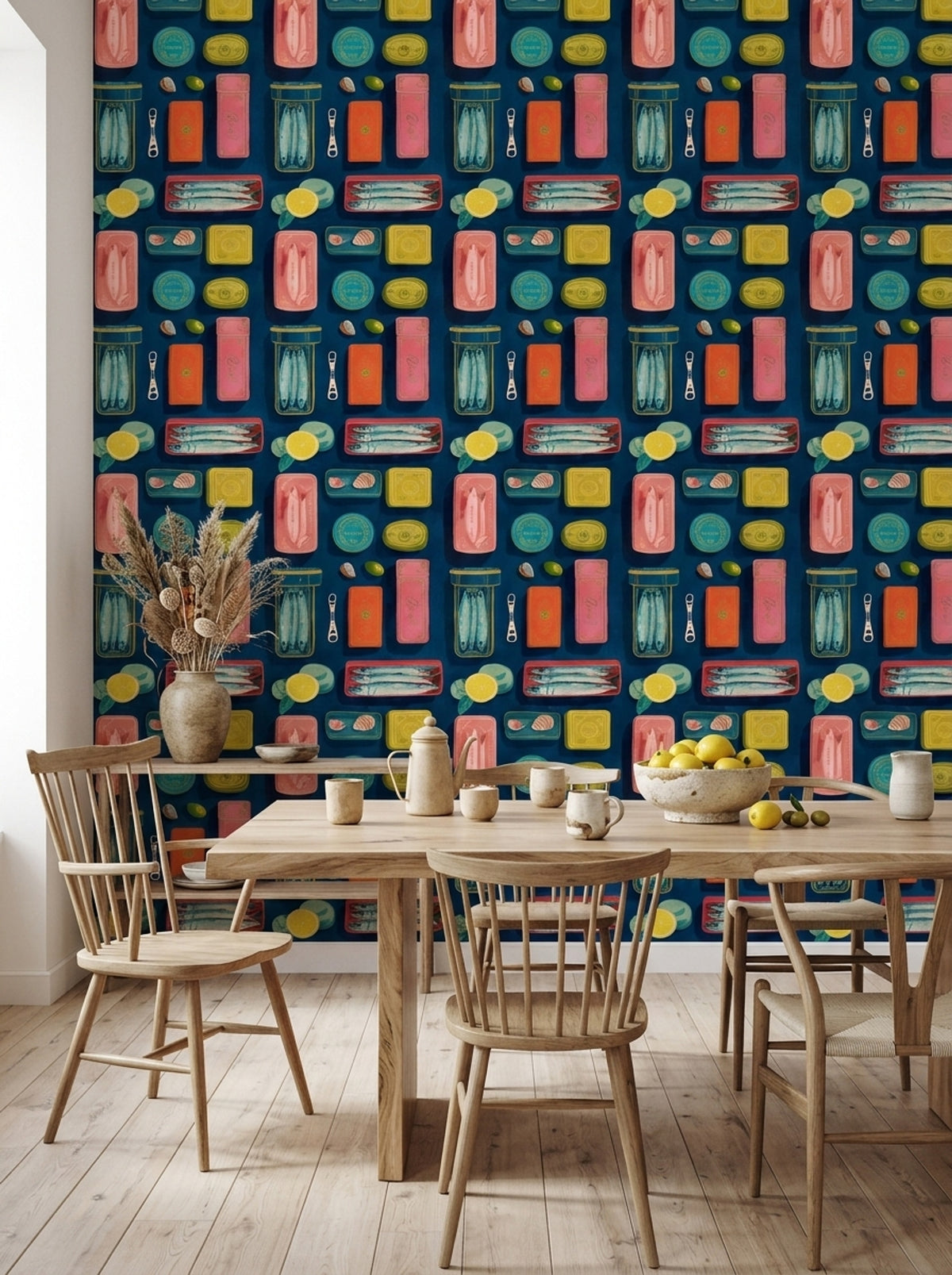 Tinned Fish Wallpaper Sardines Removable Mediterranean Wall Double Roll