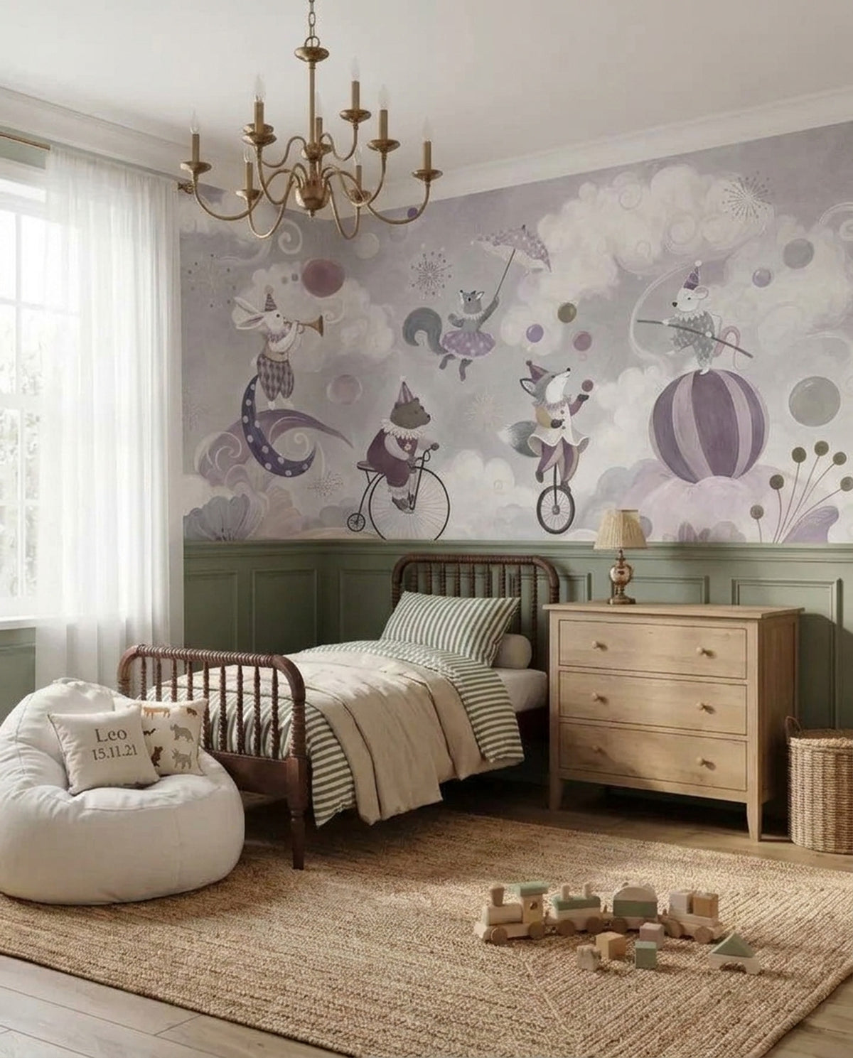 Pastel Circus Animals Wallpaper Storybook Nursery Wall Mural