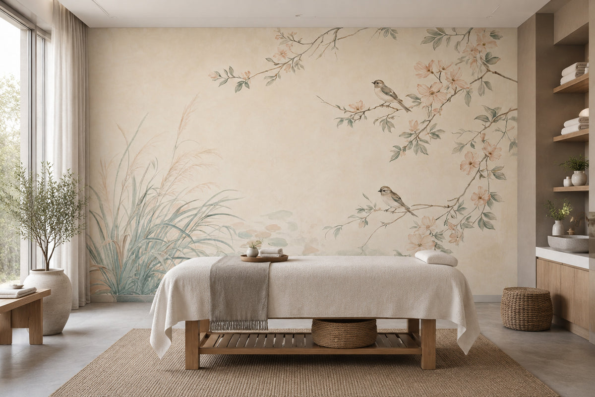 Chinoiserie Floral Branches Wallpaper Birds Garden Wall Mural
