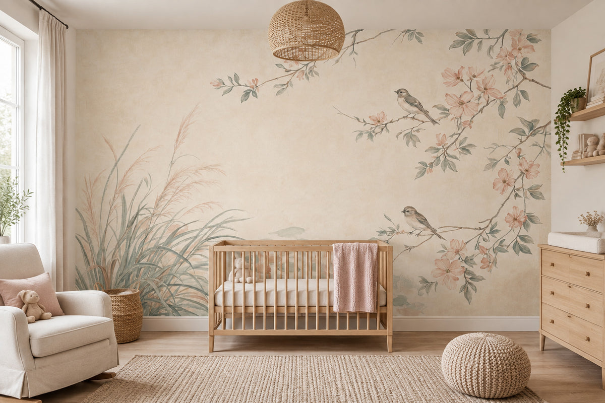 Chinoiserie Floral Branches Wallpaper Birds Garden Wall Mural