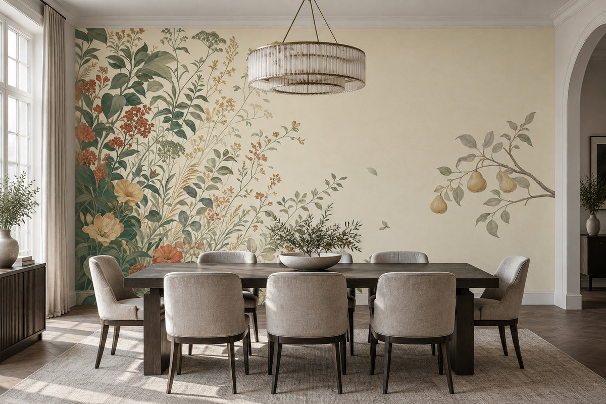 Pear Branch Botanical Wallpaper Vintage Garden Wall Mural