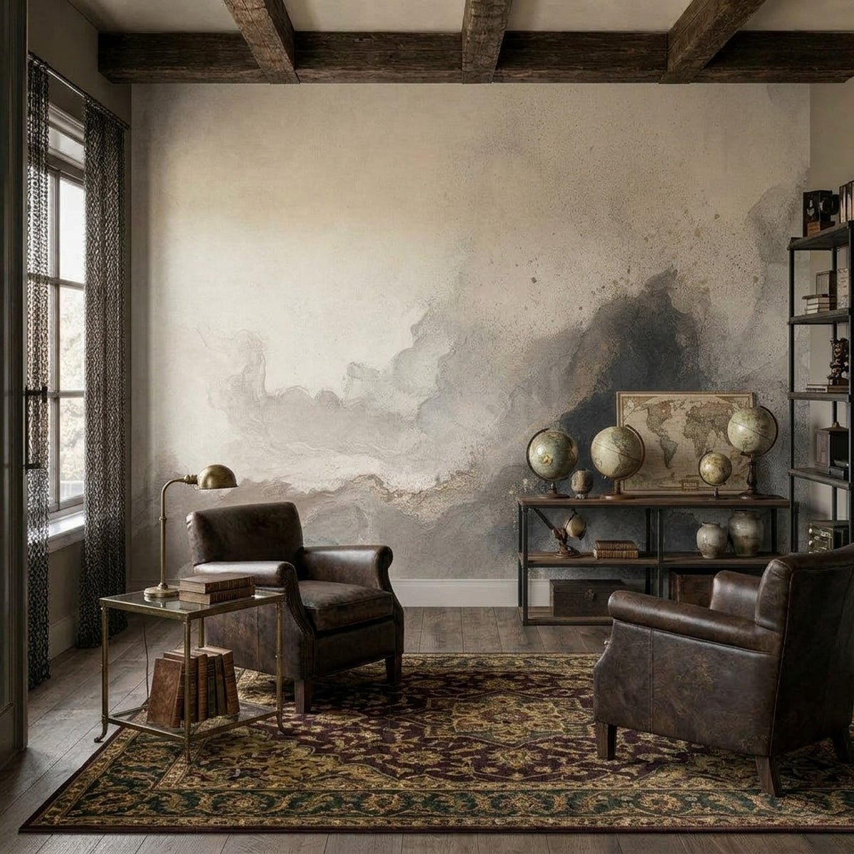 Abstract Textured Wallpaper Neutral Ink Wash Wall Mural