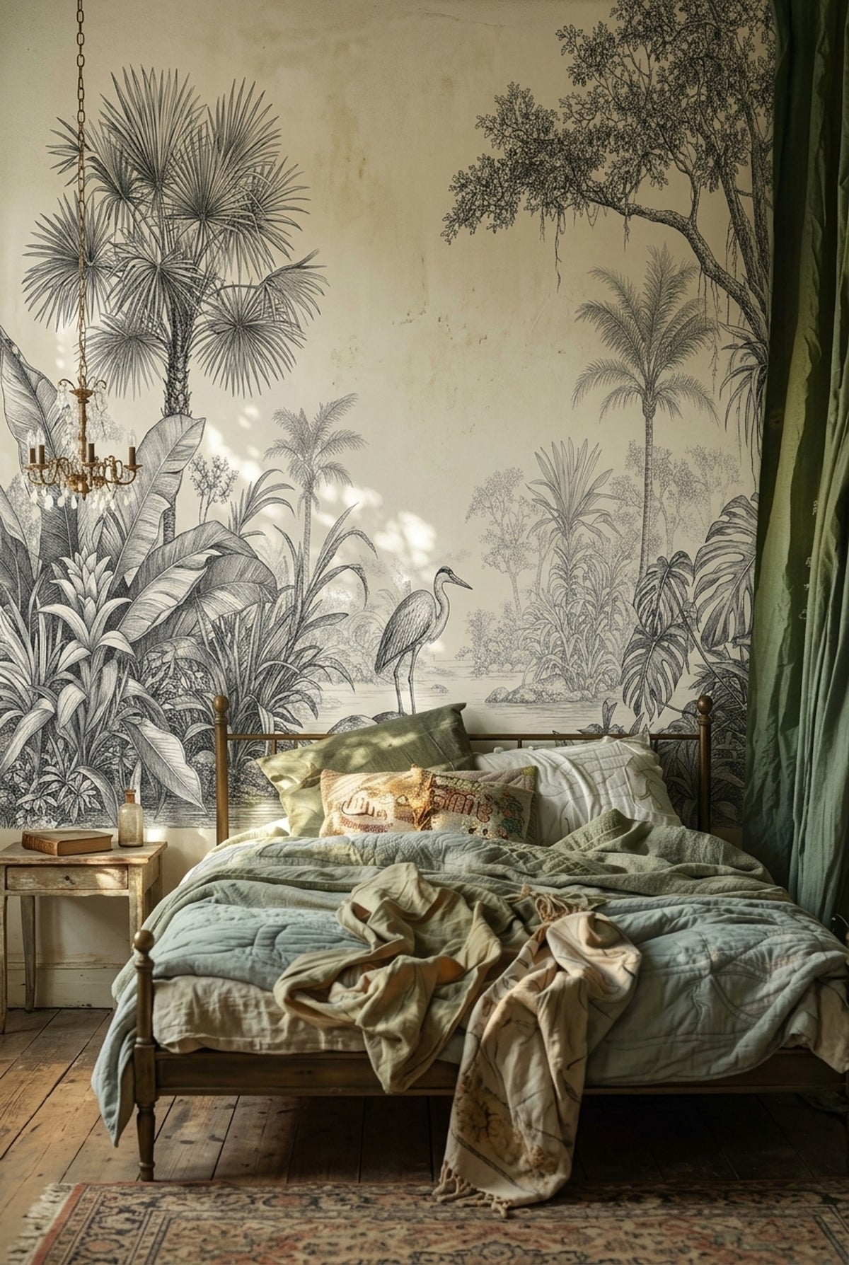 Tropical Jungle Wallpaper Black And Ivory Toile Wall Mural