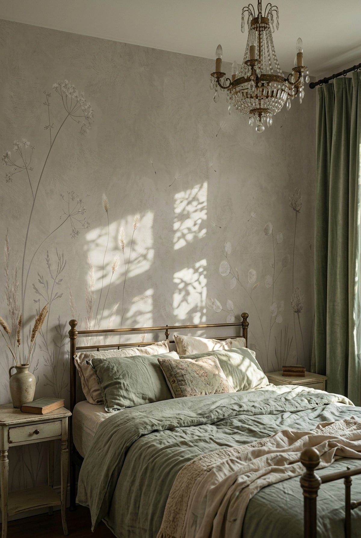 Wildflower Grasses Wallpaper Neutral Textured Wall Mural
