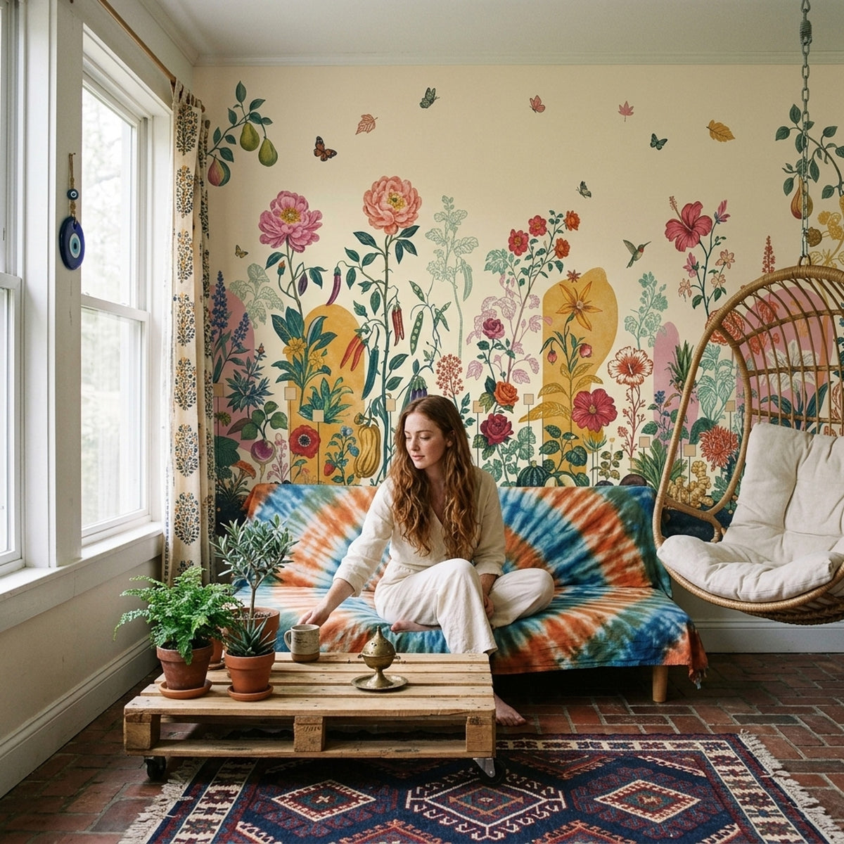 Vintage Garden Botanicals Wallpaper Eclectic Floral Wall Mural