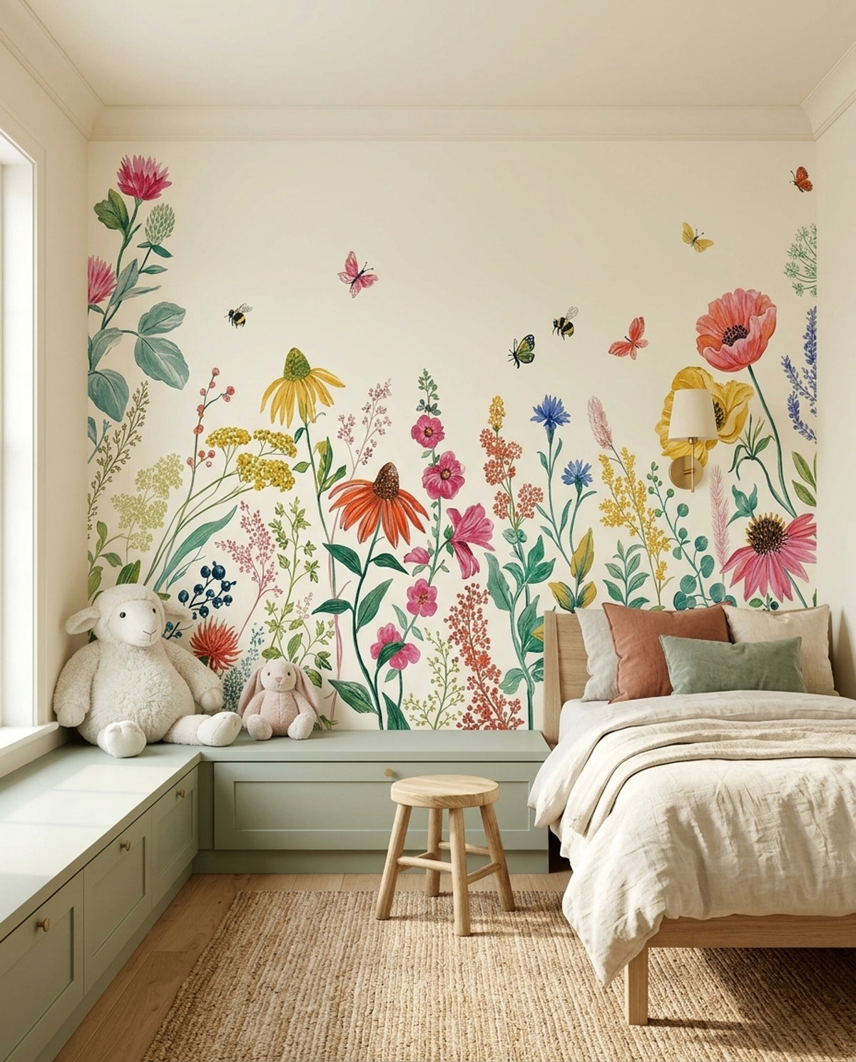 Wildflower Meadow Wallpaper Watercolor Botanical Wall Mural