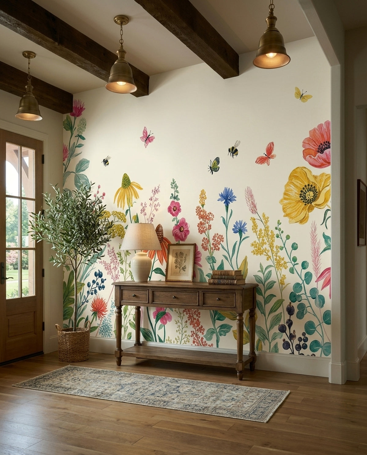 Wildflower Meadow Wallpaper Watercolor Botanical Wall Mural