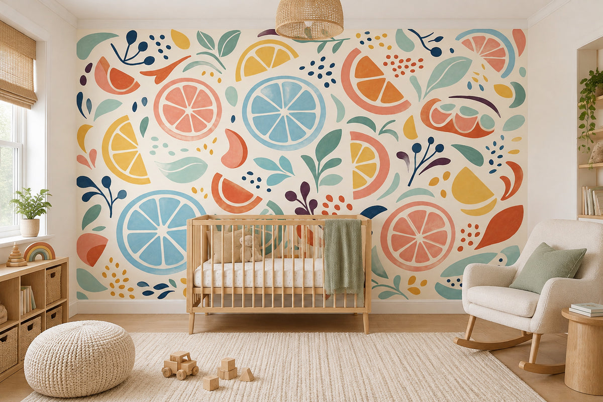 Citrus Slices Wallpaper Retro Botanical Wall Mural