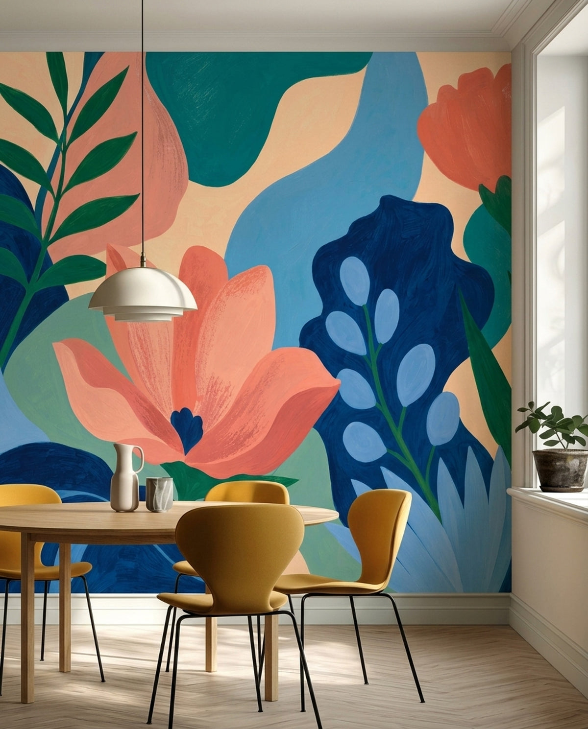 Oversized Floral Wallpaper Hand Painted Botanical Wall Mural
