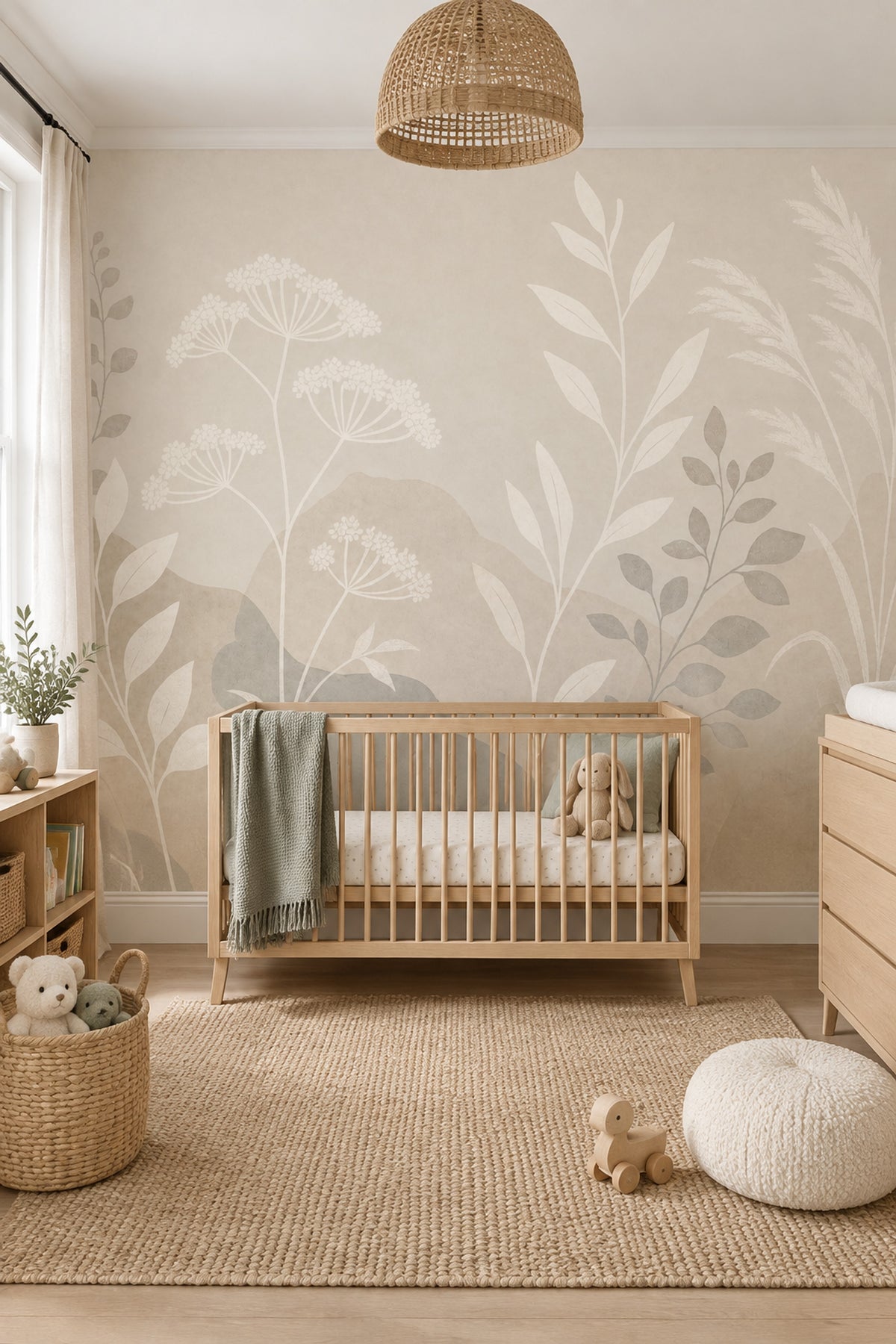 Wildflower Grasses Wallpaper Neutral Botanical Wall Mural
