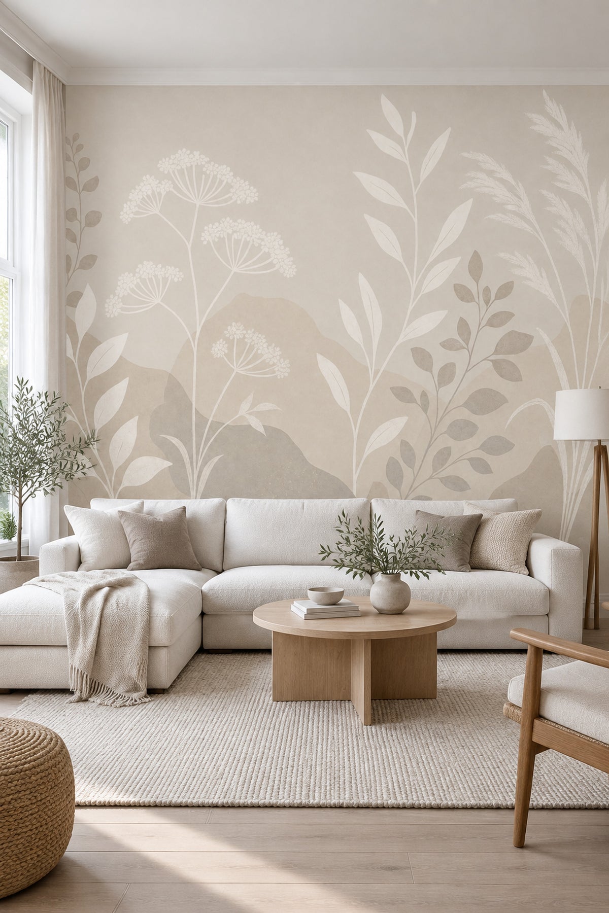 Wildflower Grasses Wallpaper Neutral Botanical Wall Mural