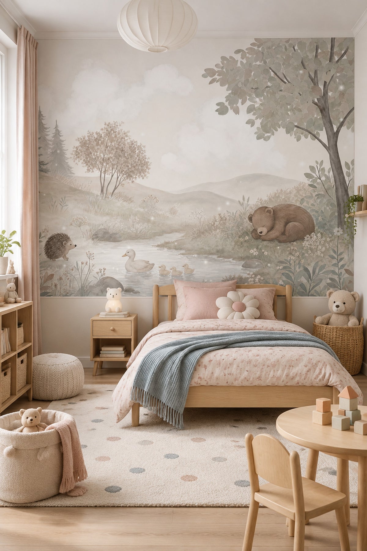 Watercolor Woodland Animals Wallpaper Pastel Forest Wall Mural