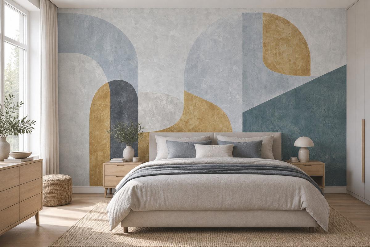 Abstract Geometric Arches Wallpaper Concrete Texture Wall Mural
