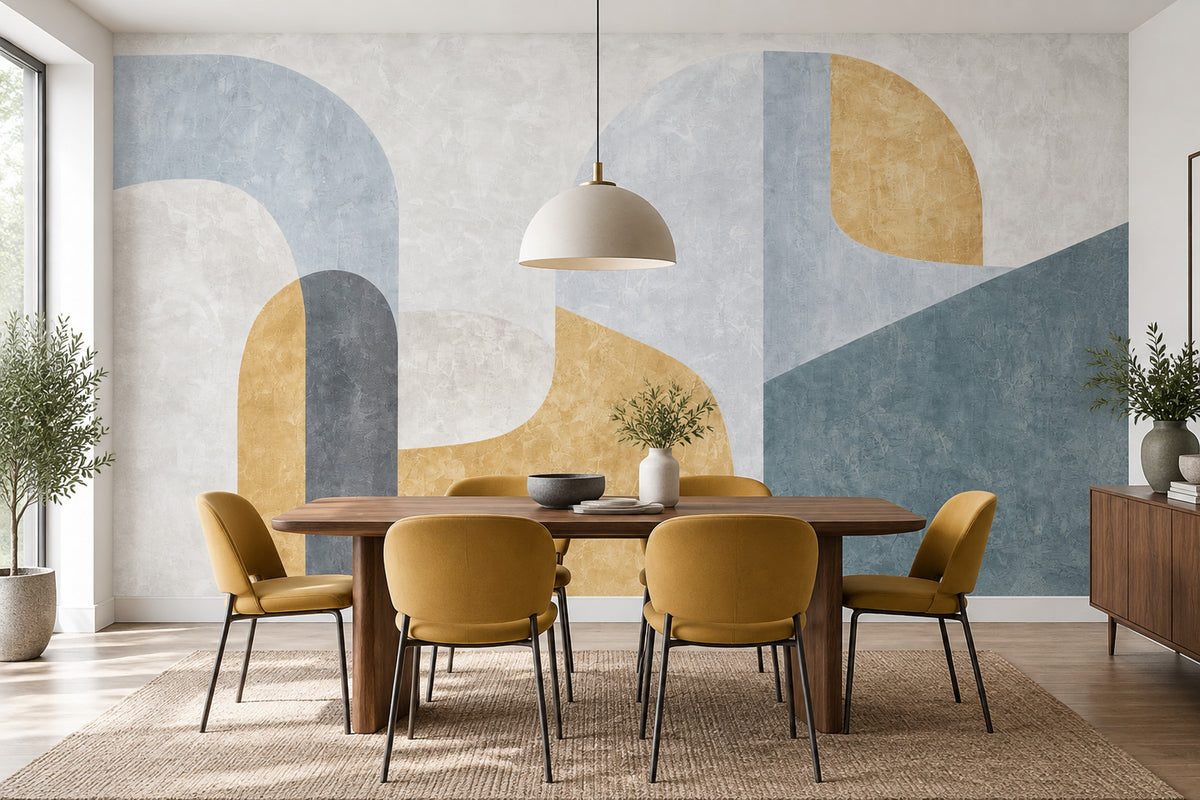 Abstract Geometric Arches Wallpaper Concrete Texture Wall Mural