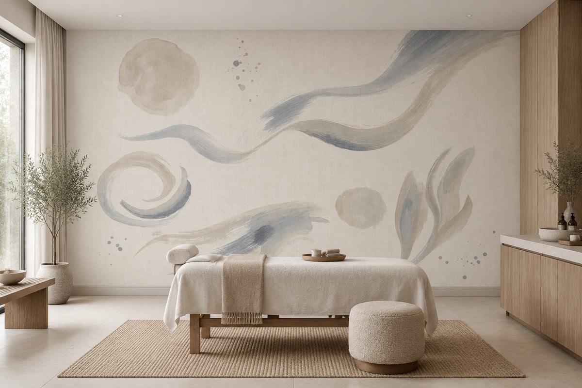 Abstract Brushstroke Spiral Wallpaper Minimalist Ink Wash Wall Mural
