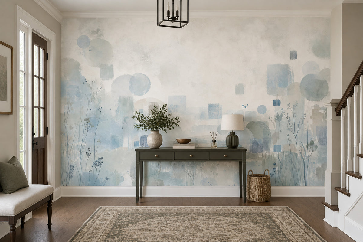 Abstract Geometric Shapes Wallpaper Watercolor Texture Wall Mural