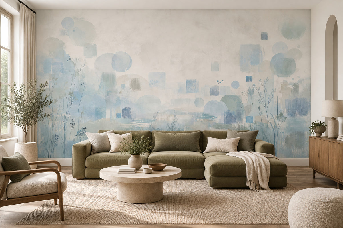 Abstract Geometric Shapes Wallpaper Watercolor Texture Wall Mural