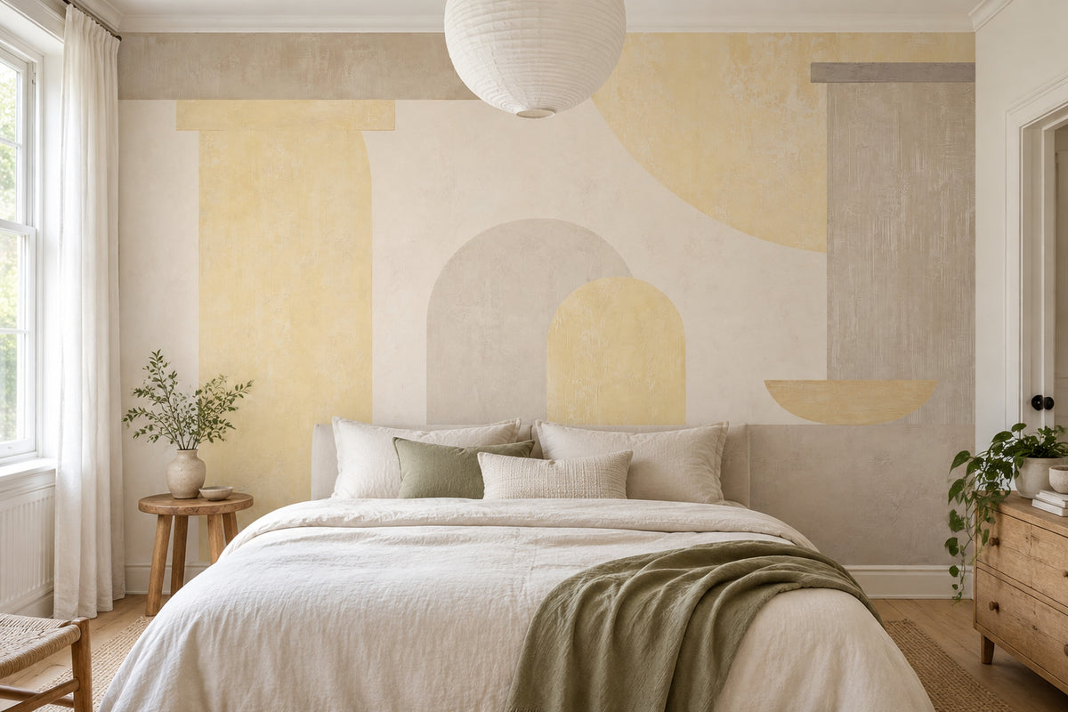 Neutral Geometric Arches Wallpaper Textured Architectural Wall Mural