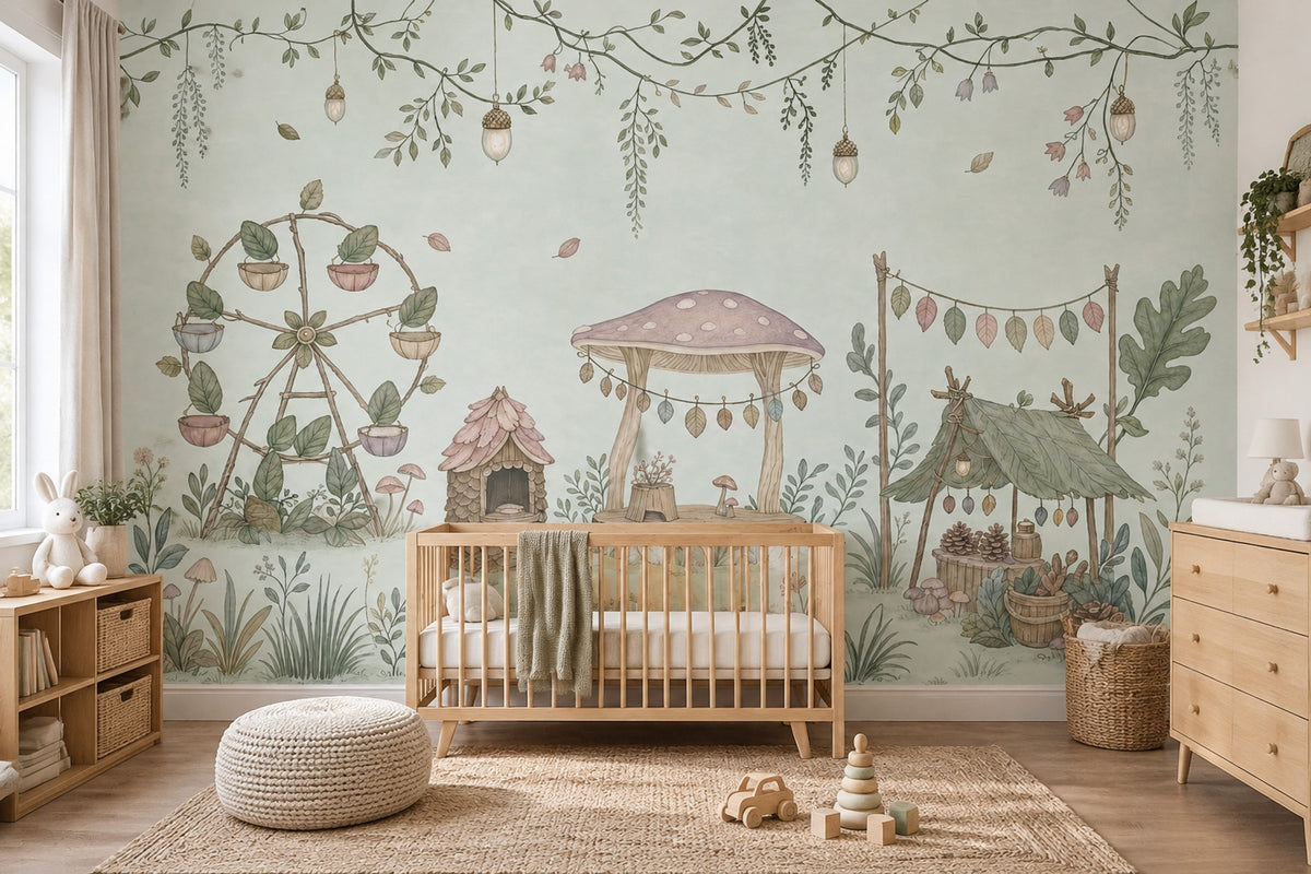 Whimsical Woodland Mushrooms Wallpaper Fairy Garden Wall Mural