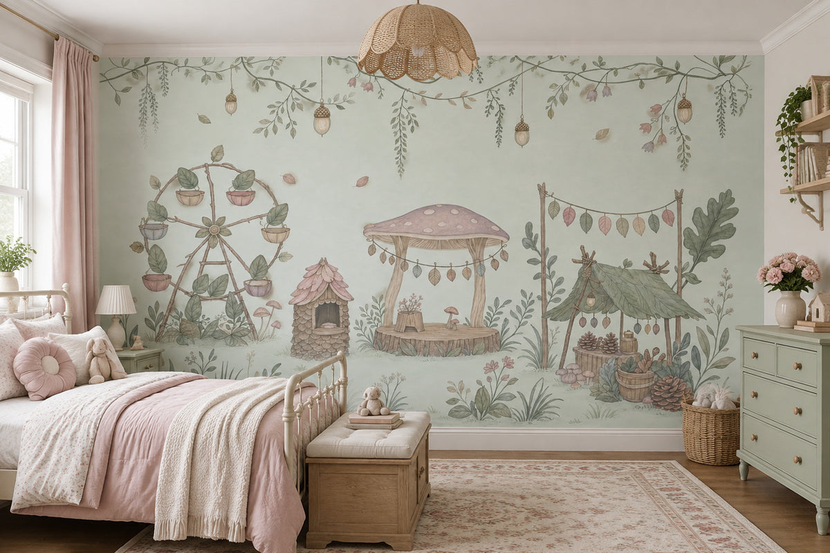 Whimsical Woodland Mushrooms Wallpaper Fairy Garden Wall Mural