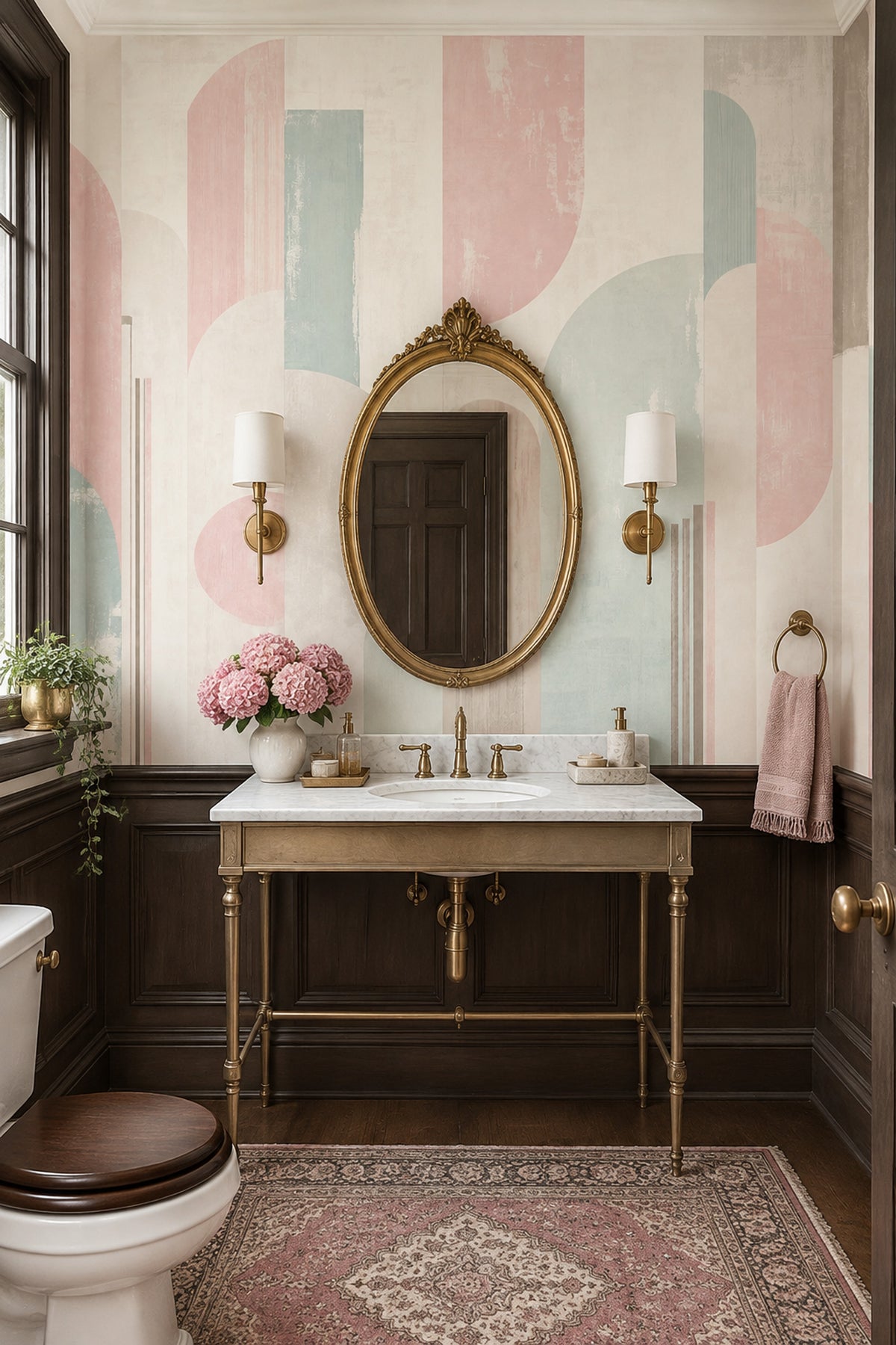 Pastel Geometric Arches Wallpaper Textured Panels Wall Mural