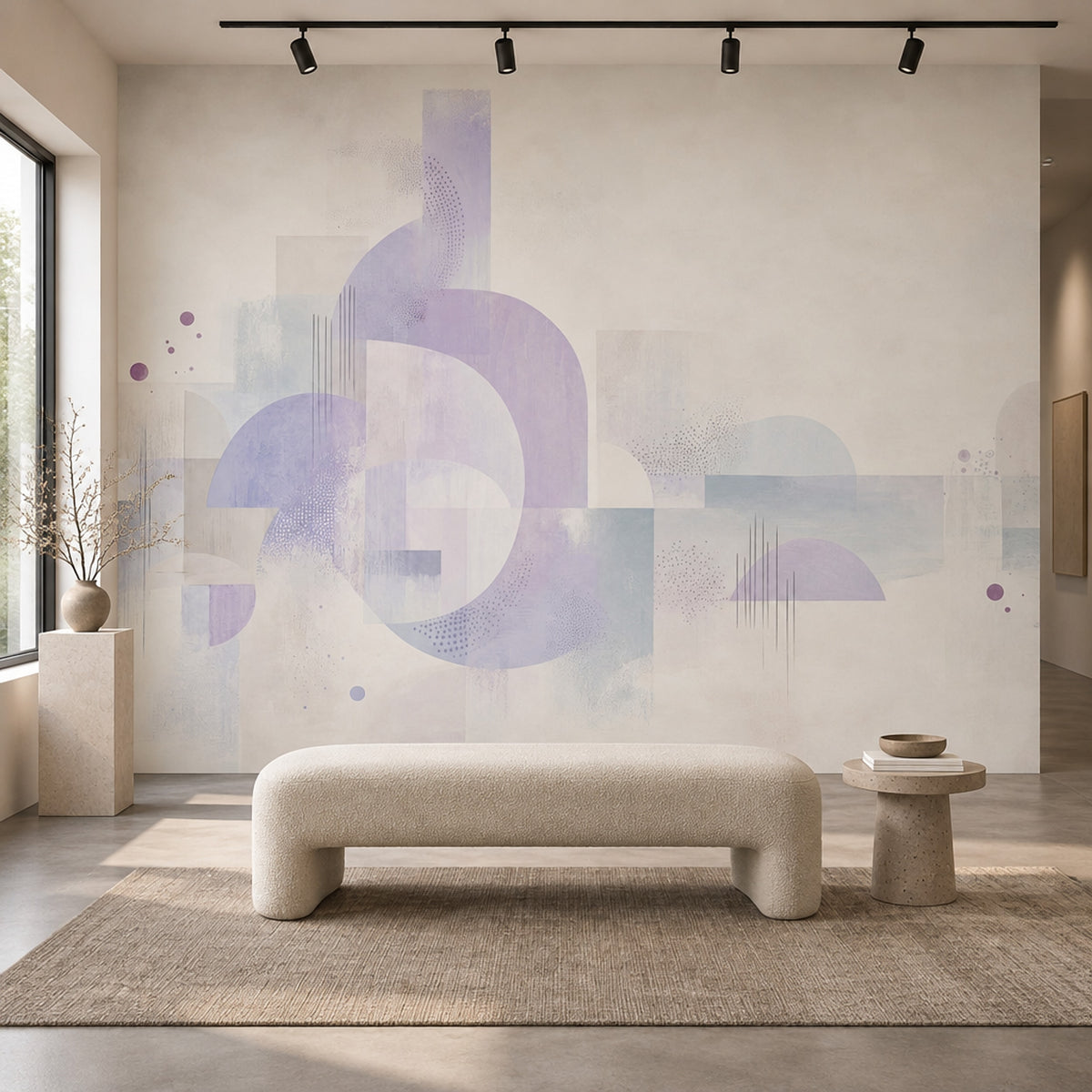 Pastel Geometric Arches Wallpaper Soft Lavender Abstract Wall Mural