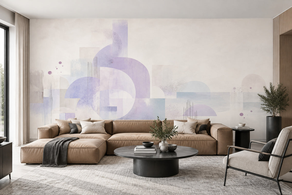 Pastel Geometric Arches Wallpaper Soft Lavender Abstract Wall Mural