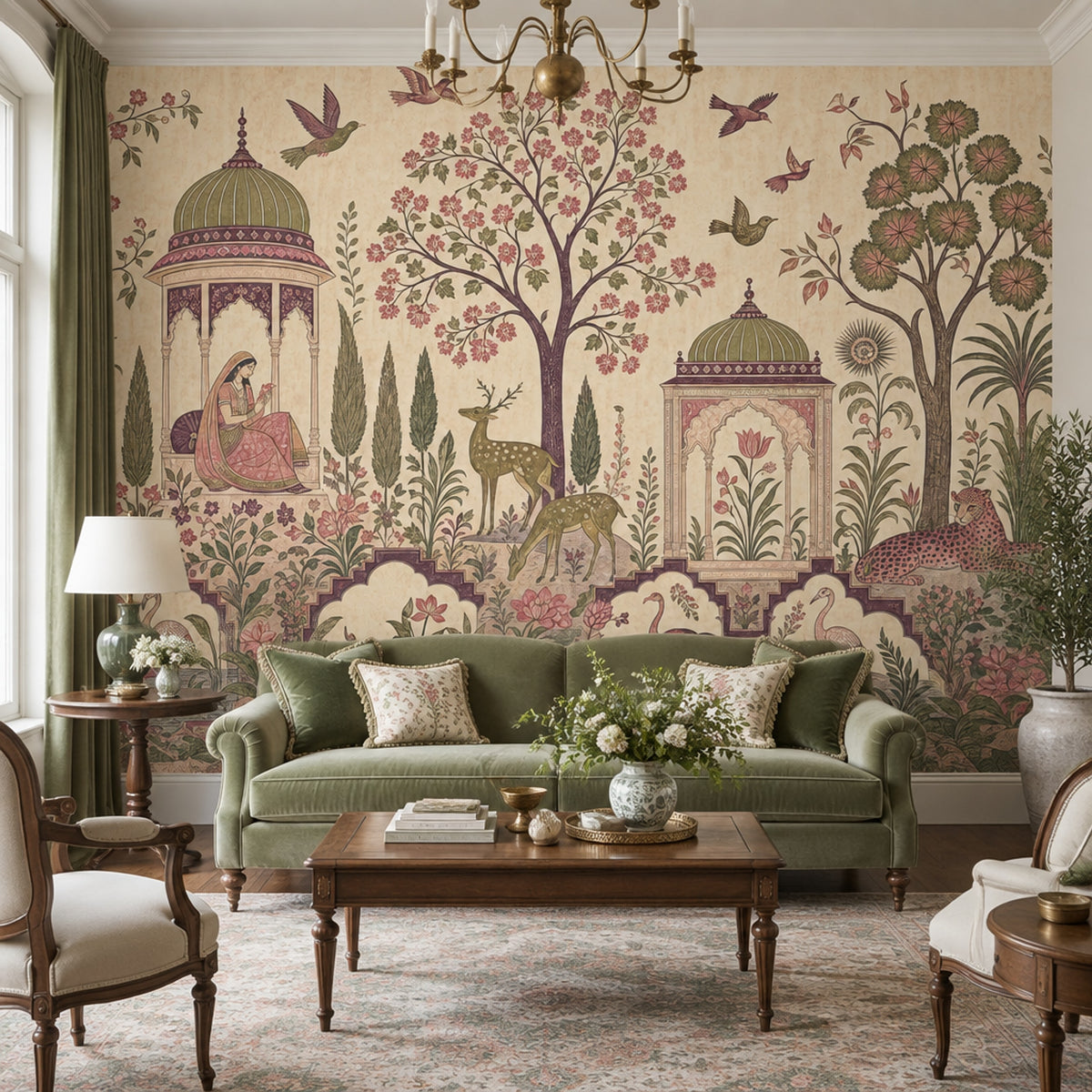 Mughal Indian Garden Wallpaper Pavilion Scene Wall Mural