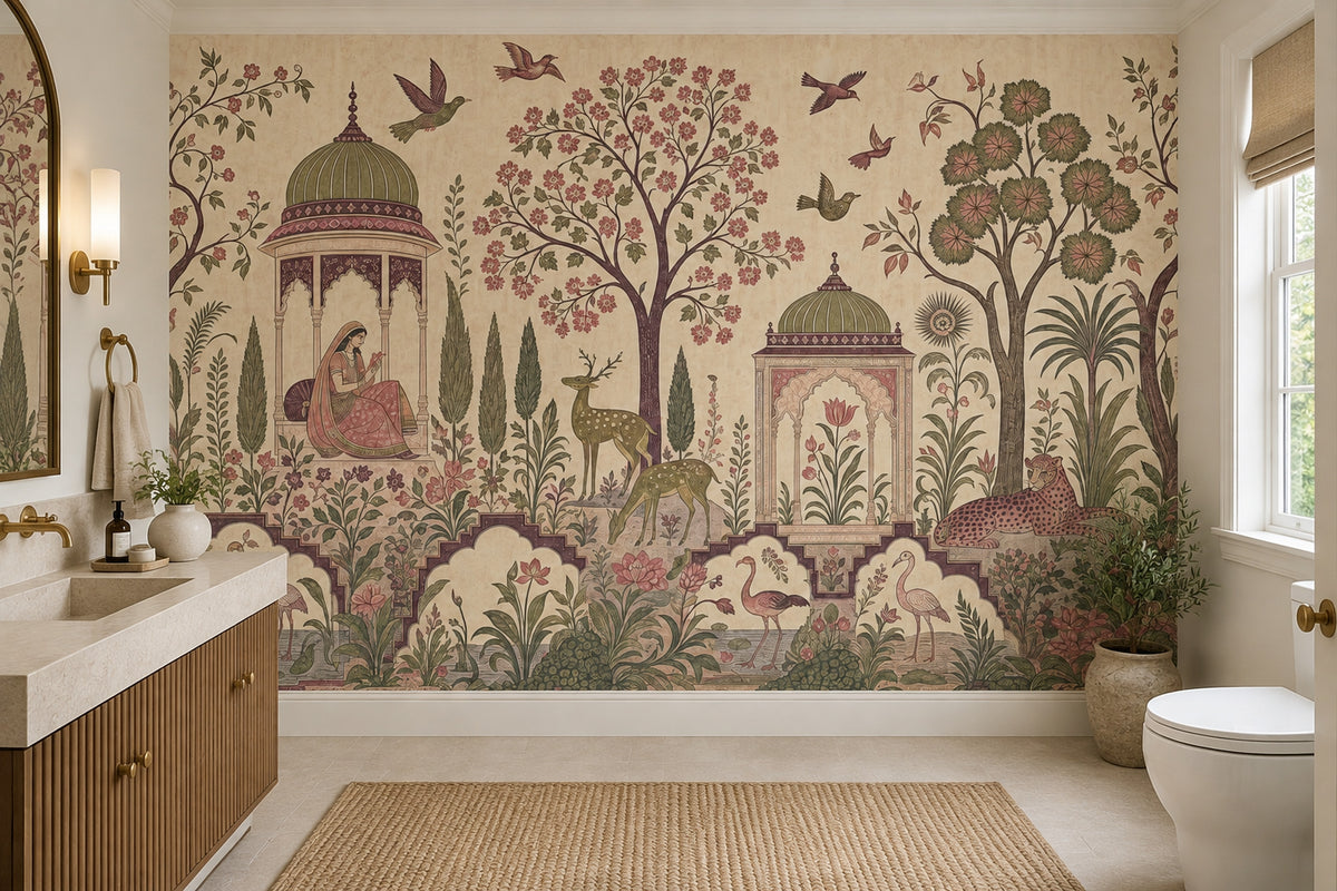 Mughal Indian Garden Wallpaper Pavilion Scene Wall Mural
