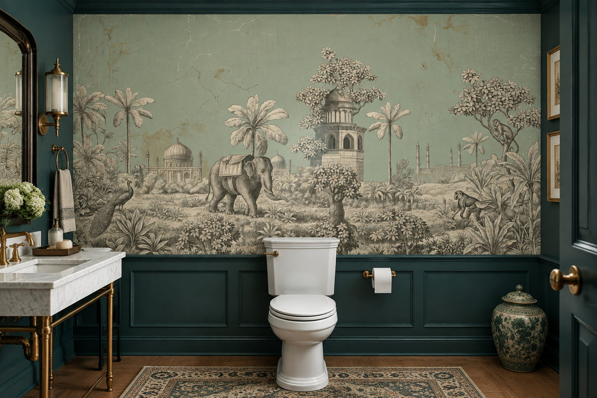 Tropical Palace Animals Wallpaper Scenic Landscape Wall Mural