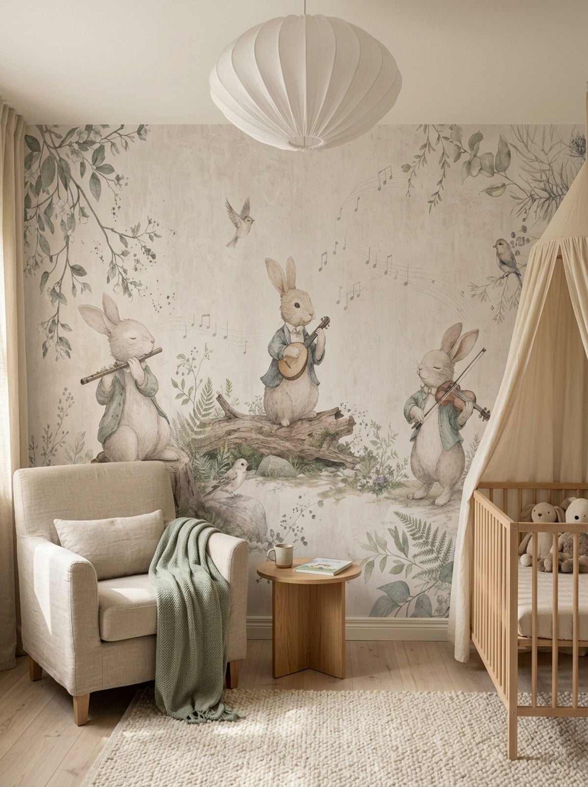 Woodland Rabbits Wallpaper Storybook Wall Mural