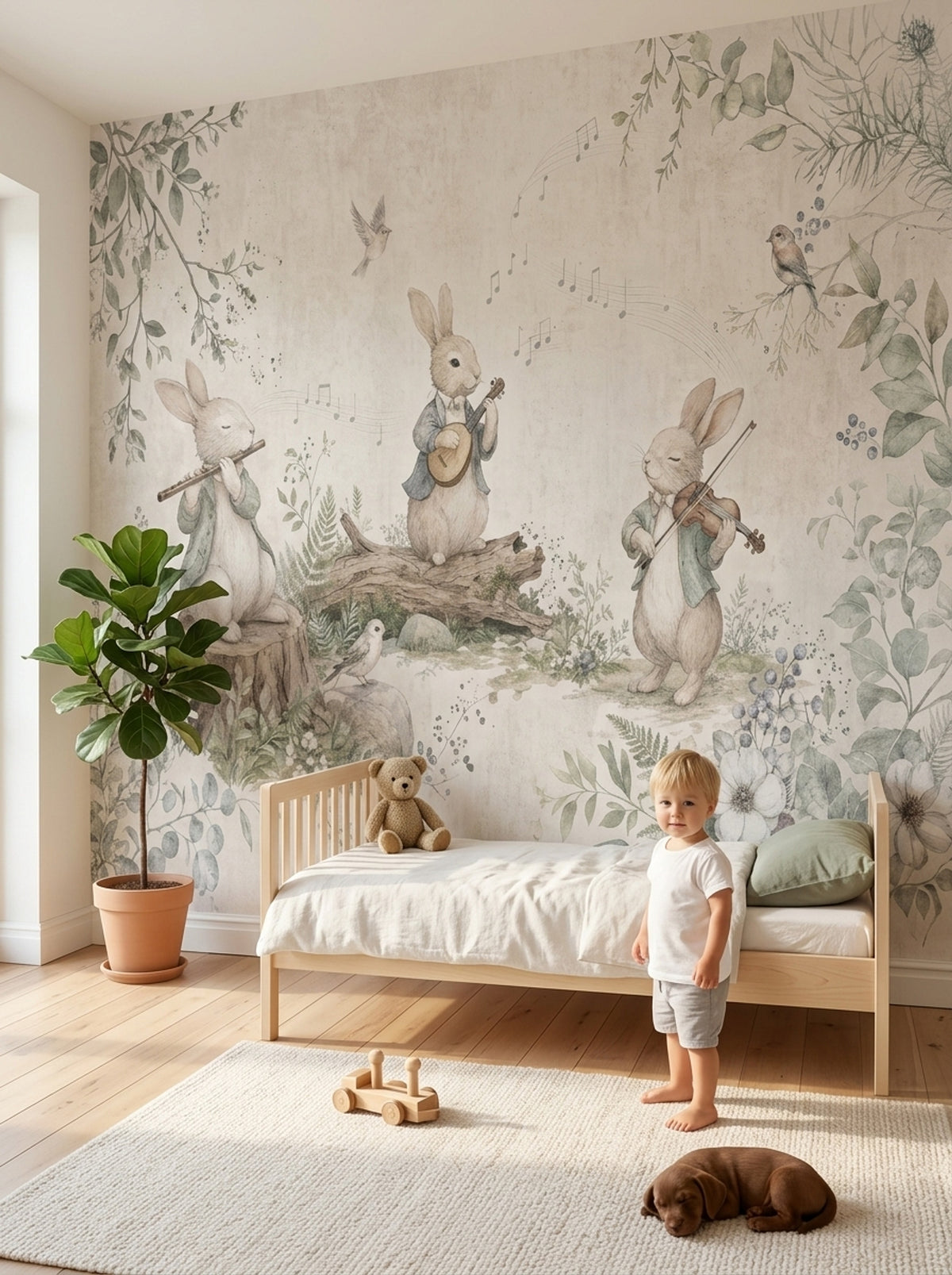 Woodland Rabbits Wallpaper Storybook Wall Mural
