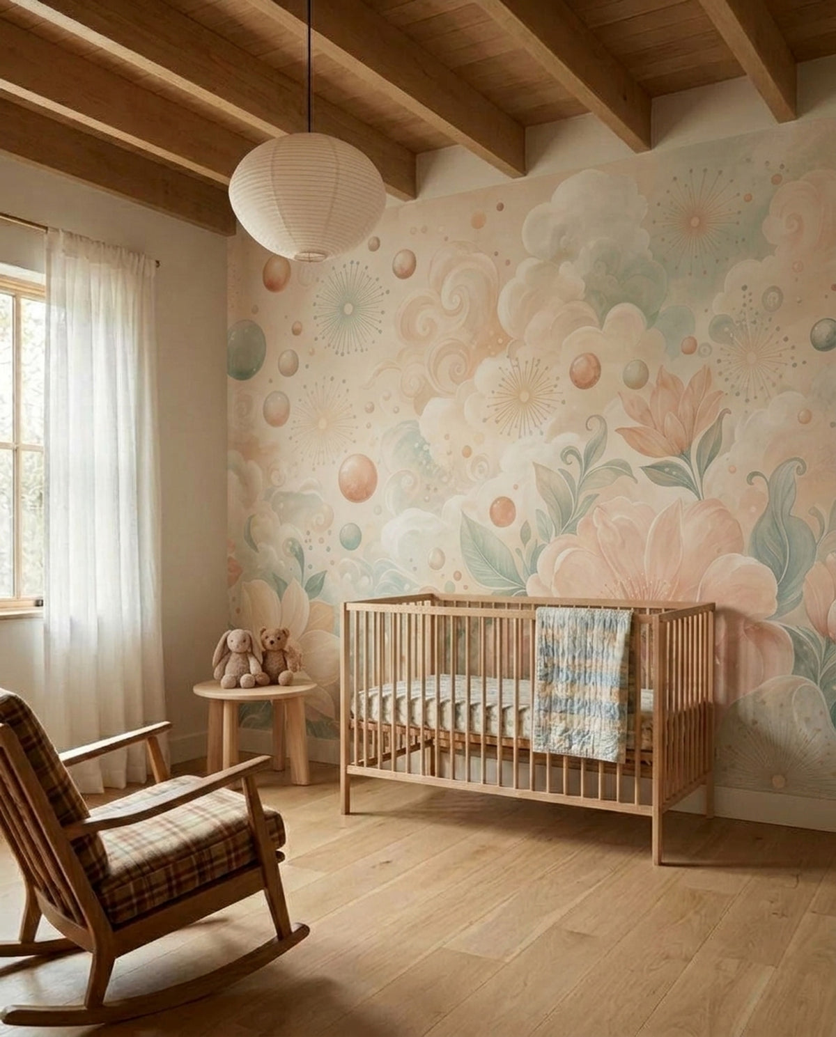 Pastel Watercolor Flowers Wallpaper Botanical Fantasy Wall Mural