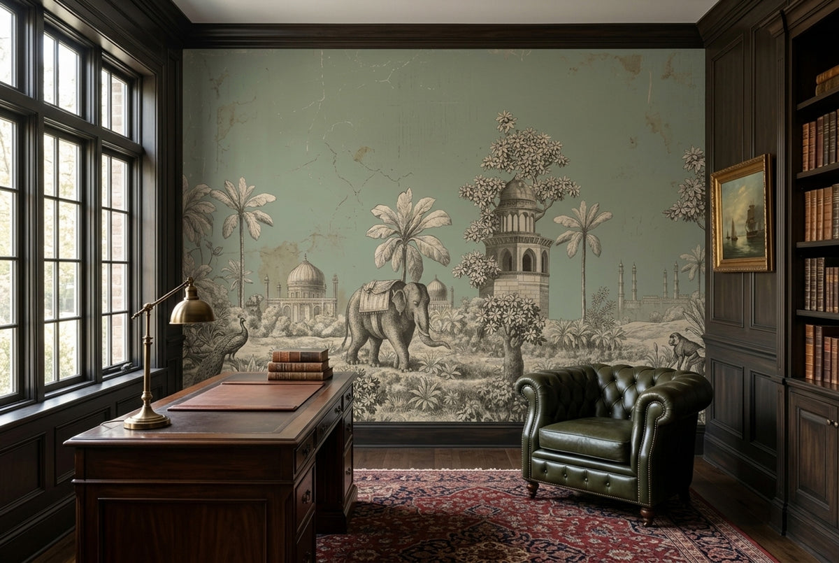 Tropical Palace Animals Wallpaper Scenic Landscape Wall Mural