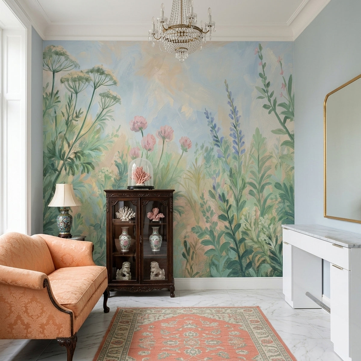 Watercolor Wildflower Meadow Wallpaper Painterly Botanical Wall Mural