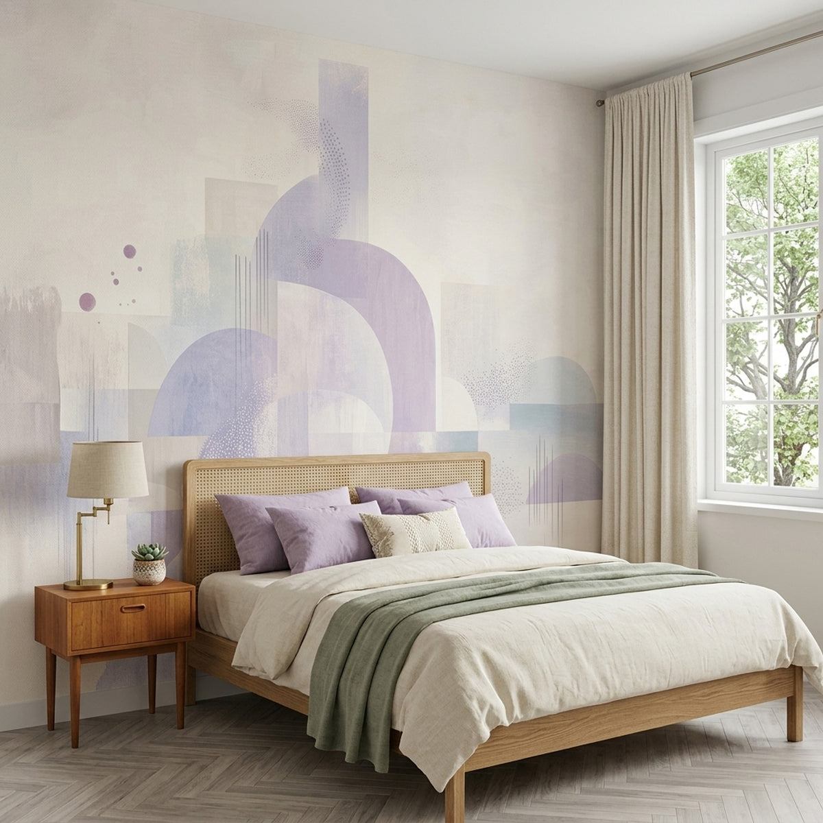Pastel Geometric Arches Wallpaper Soft Lavender Abstract Wall Mural