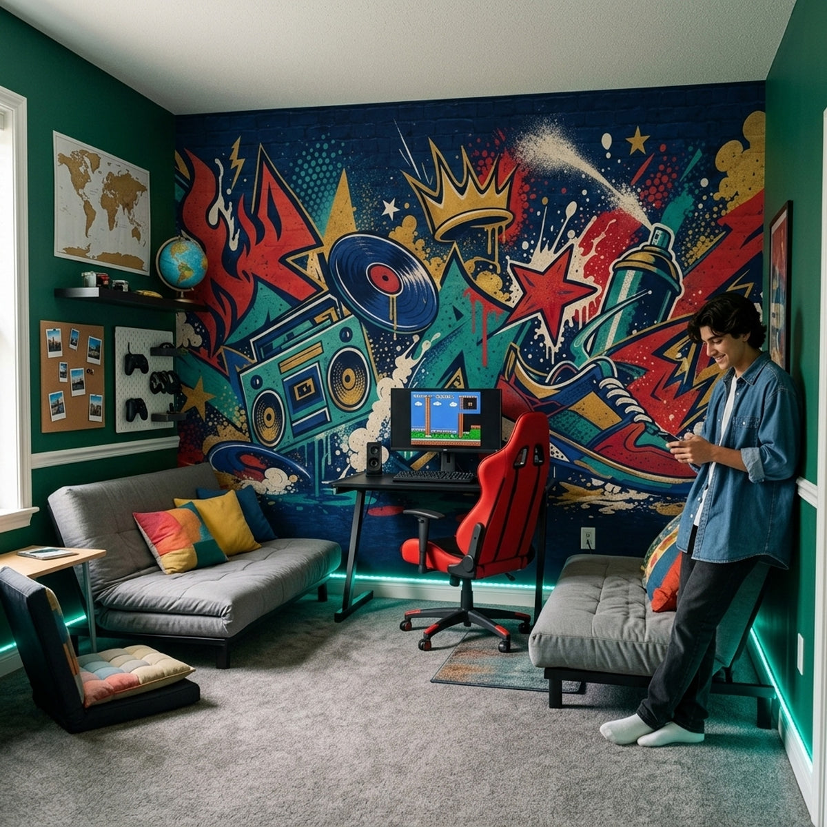 Graffiti Boombox Wallpaper Brick Wall Street Art Wall Mural
