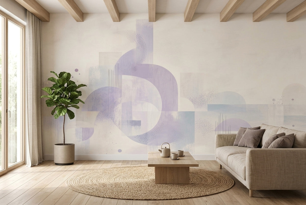 Pastel Geometric Arches Wallpaper Soft Lavender Abstract Wall Mural
