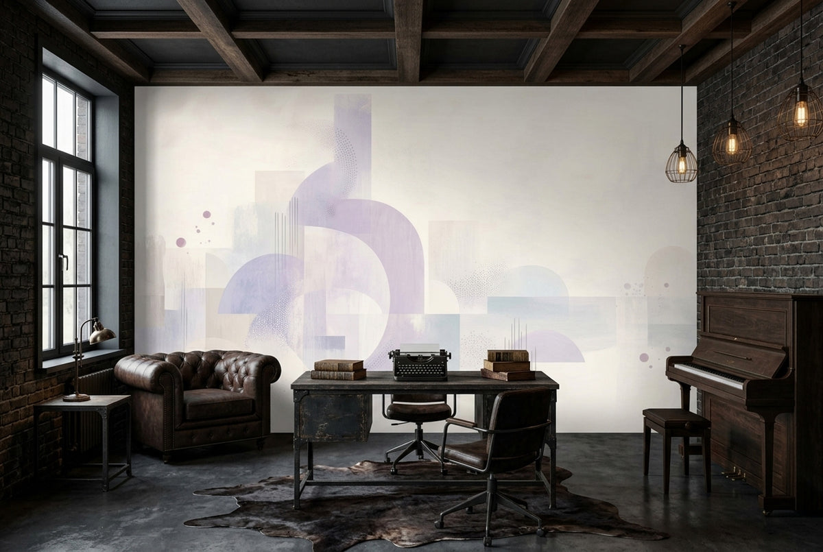 Pastel Geometric Arches Wallpaper Soft Lavender Abstract Wall Mural