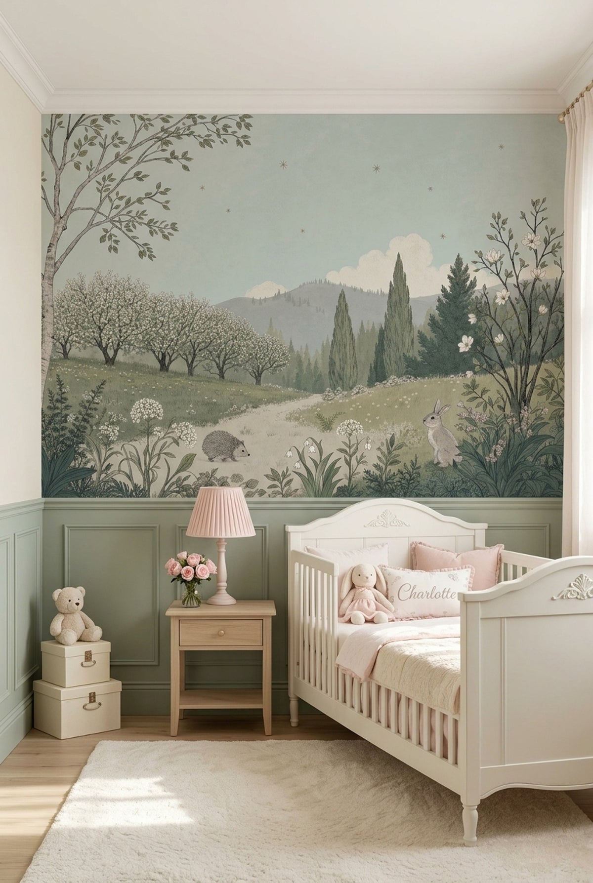 Storybook Forest Hills Wallpaper Pastel Landscape Wall Mural
