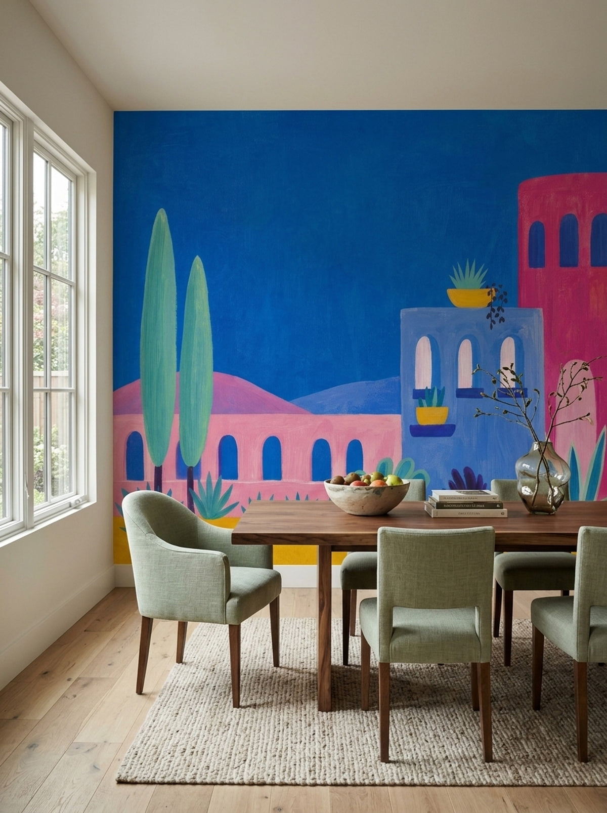 Mediterranean Village Wallpaper Colorful Architecture Wall Mural