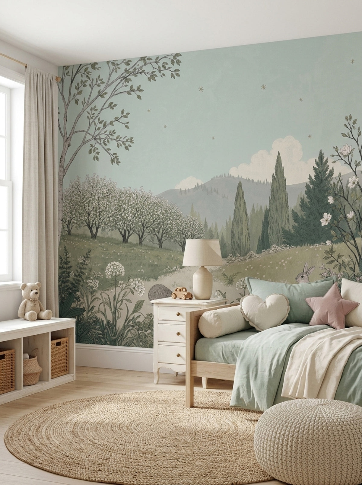 Storybook Forest Hills Wallpaper Pastel Landscape Wall Mural