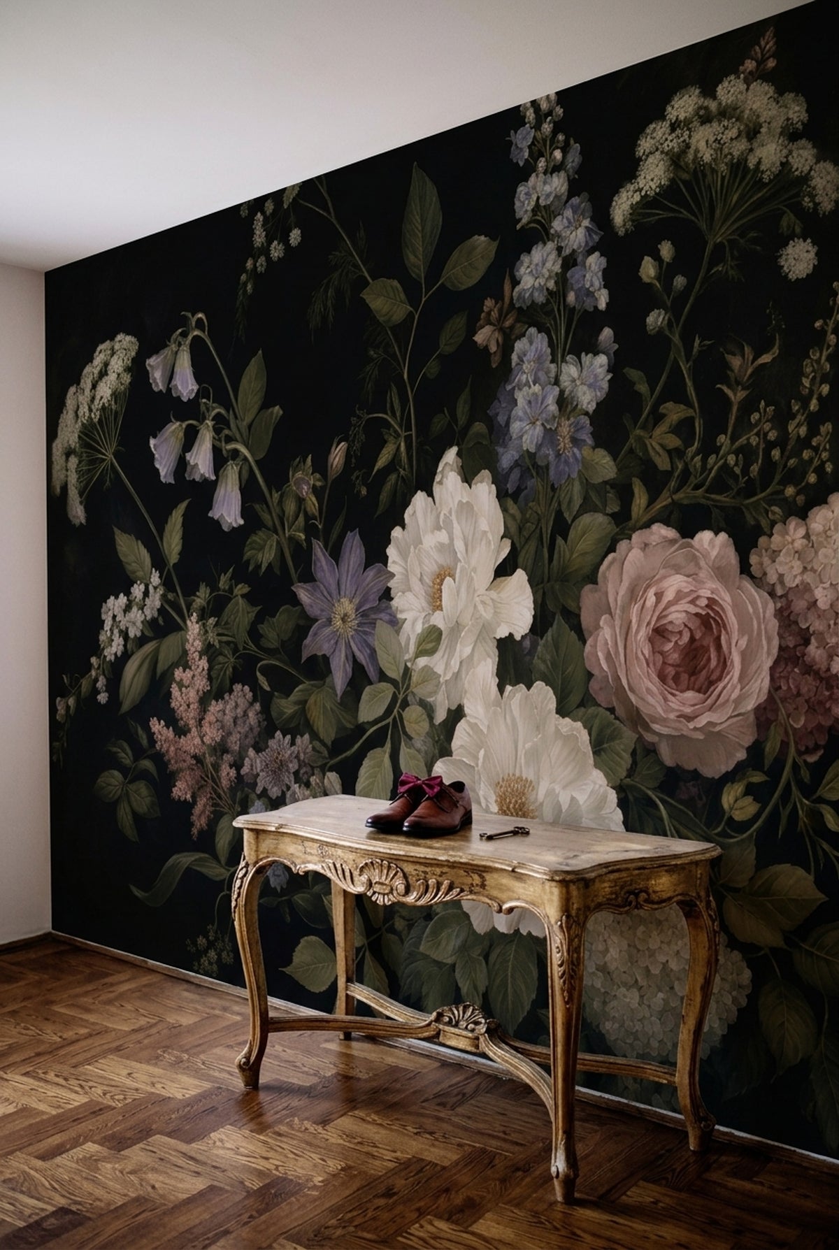 Dark Floral Roses Wallpaper Vintage Botanical Wall Mural