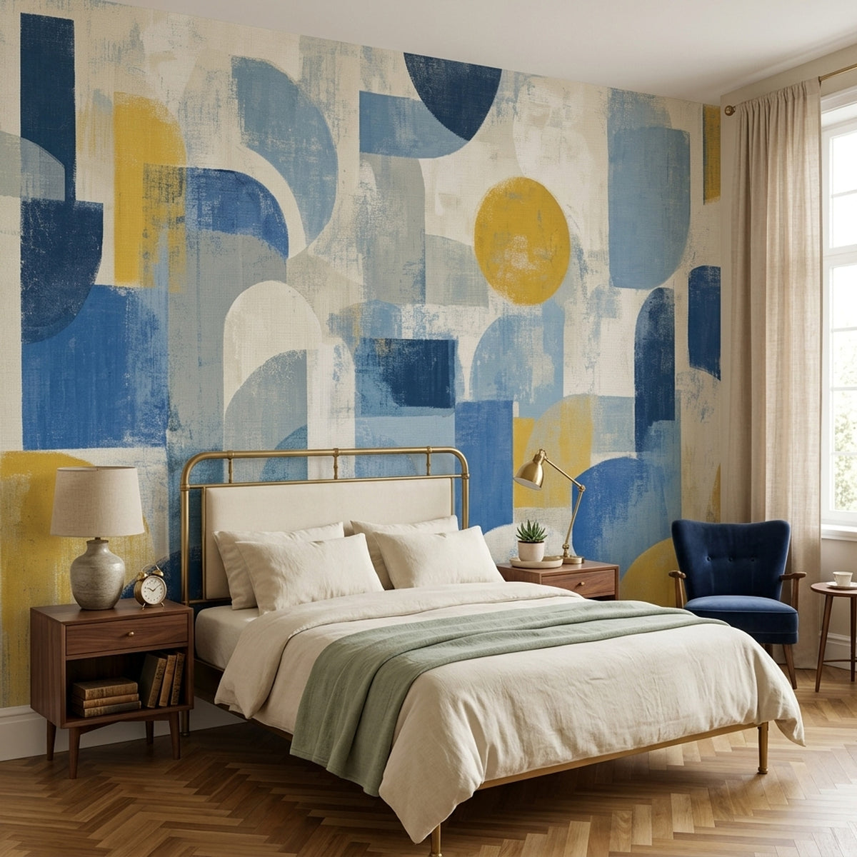 Abstract Geometric Shapes Wallpaper Mid Century Modern Wall Mural