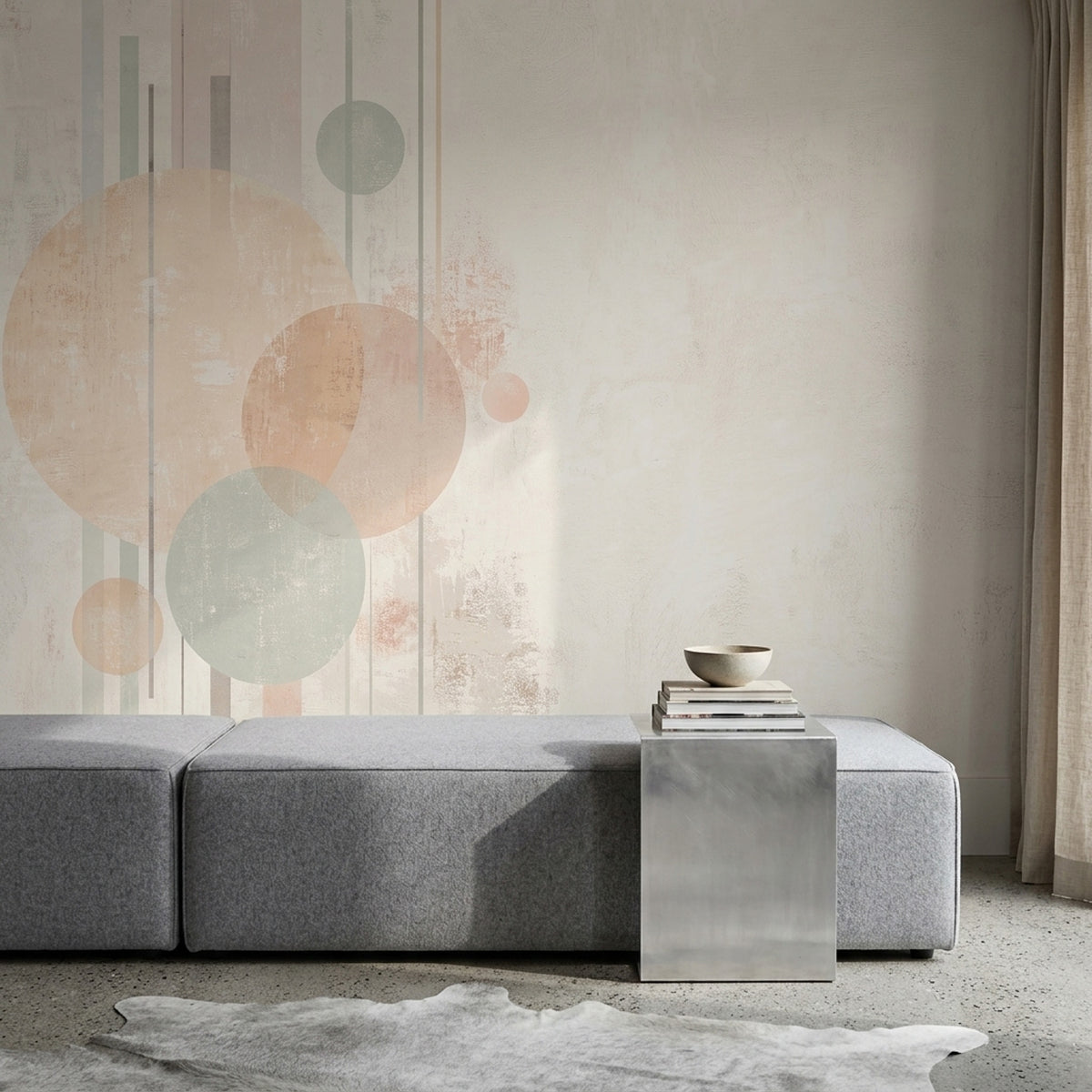 Pastel Geometric Circles Wallpaper Mid Century Modern Wall Mural