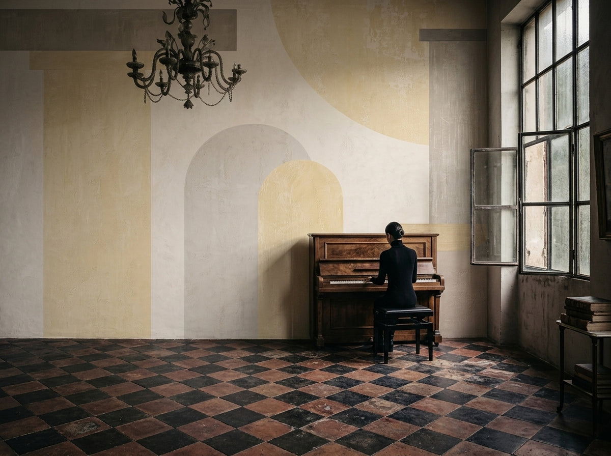 Neutral Geometric Arches Wallpaper Textured Architectural Wall Mural