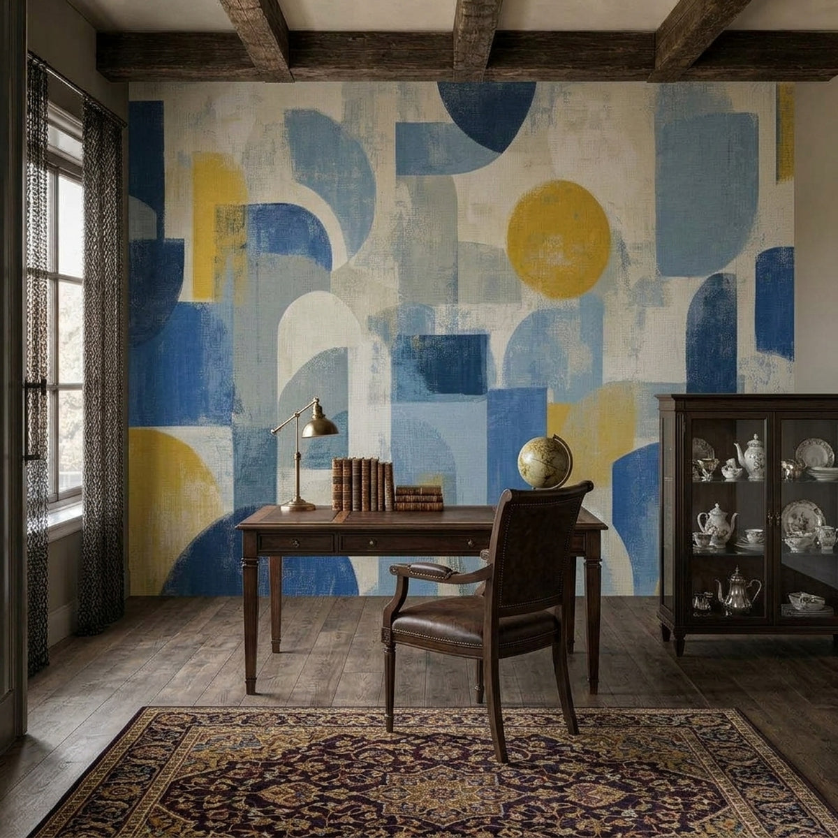 Abstract Geometric Shapes Wallpaper Mid Century Modern Wall Mural
